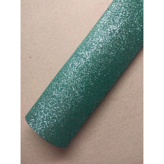 Экокожа (глиттер мелкий) 19,5*33 см цв. бирюзовый, цена за лист